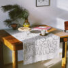 Linen Table Runner | Crayon Drawing