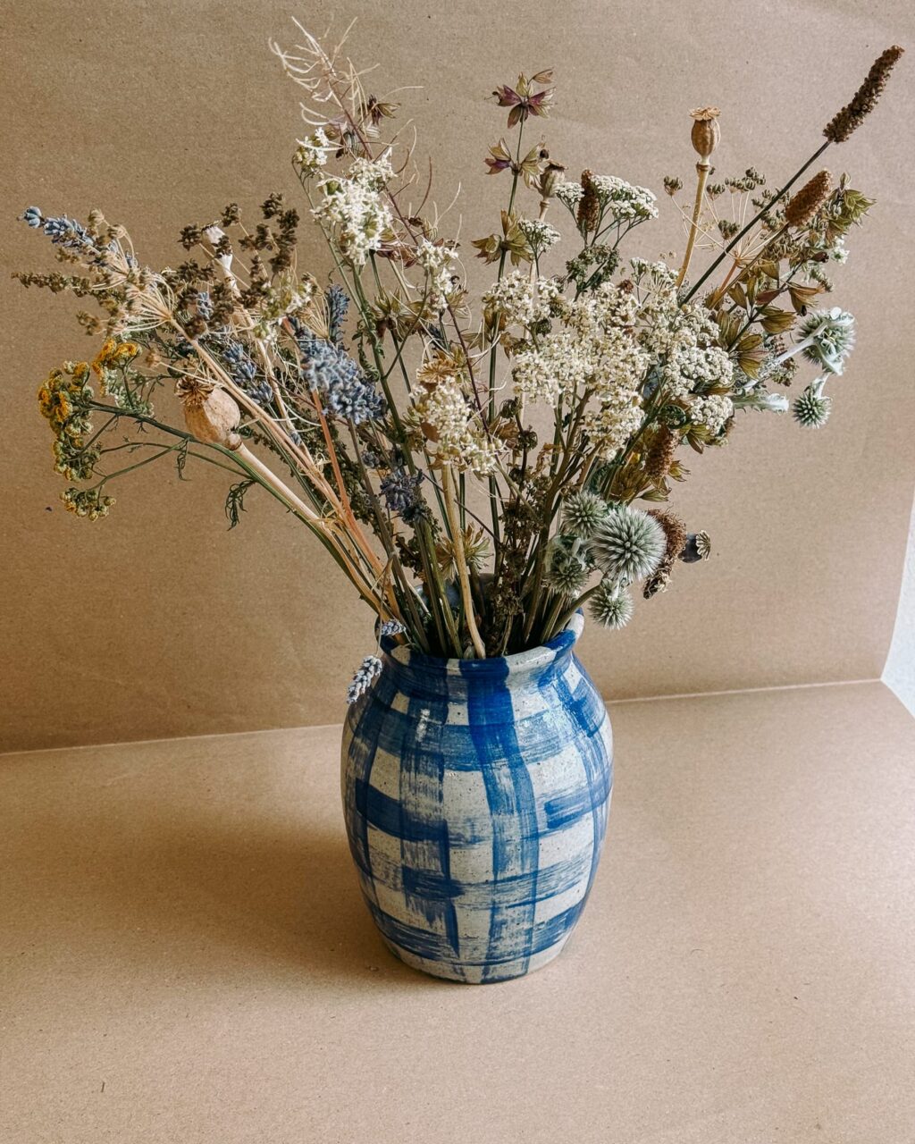 Large Vase | Blue Checked - Image 2