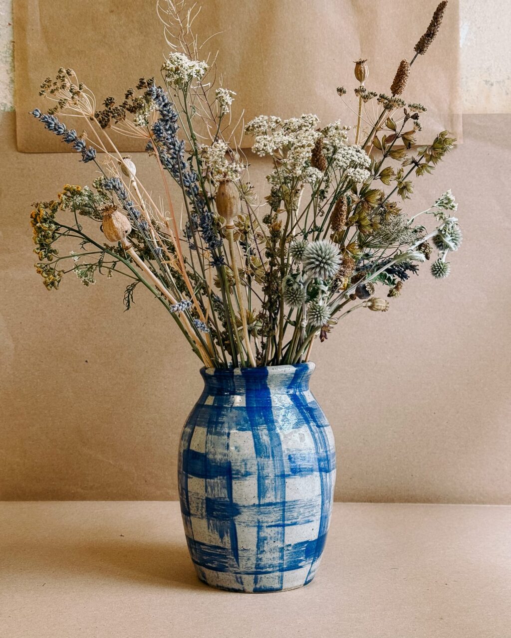 Large Vase | Blue Checked